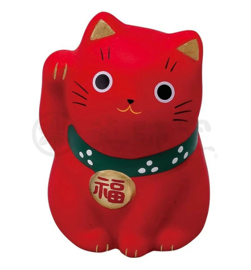 Maneki neko MARUi ROUGE en argile (Santé) h5cm