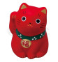 Maneki neko MARUi ROUGE en argile (Santé) h5cm