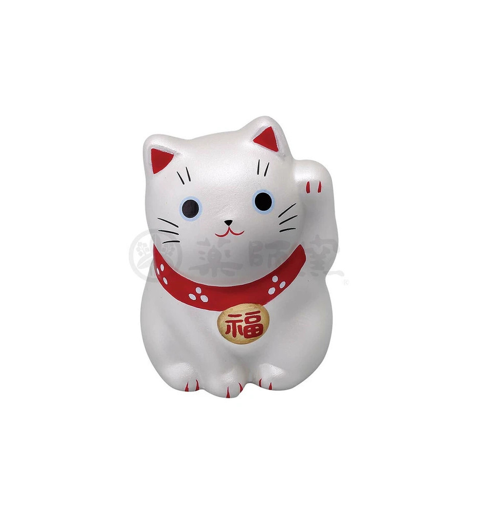Maneki neko MARUi ARGENTé en argile (Amitié) h5cm