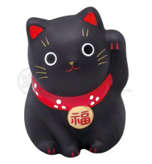 Maneki neko MARUi NOiR en argile (Chance) h5cm