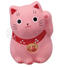 Maneki neko MARUi ROSE en argile (Amour) h5cm