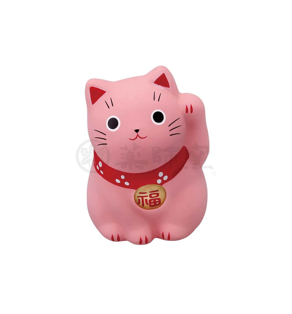 Maneki neko MARUi ROSE en argile (Amour) h5cm