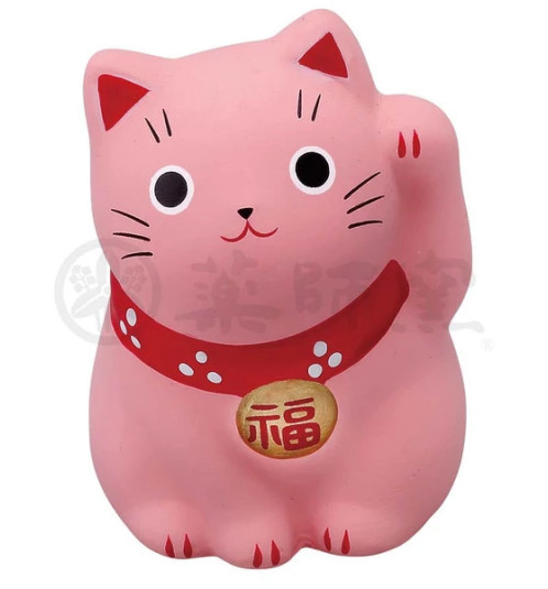 Maneki neko MARUi ROSE en argile (Amour) h5cm