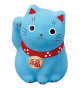 Maneki neko MARUi BLEU en argile (Etudes) h5cm