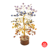 Arbre de Fortune 7 Chakras 210 pierres fines sur socle en bois h24cm