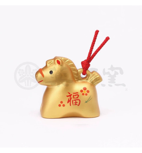 Grelot Zodiaque ChEVAL 2025 doré BONhEUR en argile (L5*h4.5*p3cm)