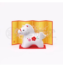 Figurine Zodiaque ChEVAL 2025 blanc PRUNiER en argile (L8*h7*p4cm)