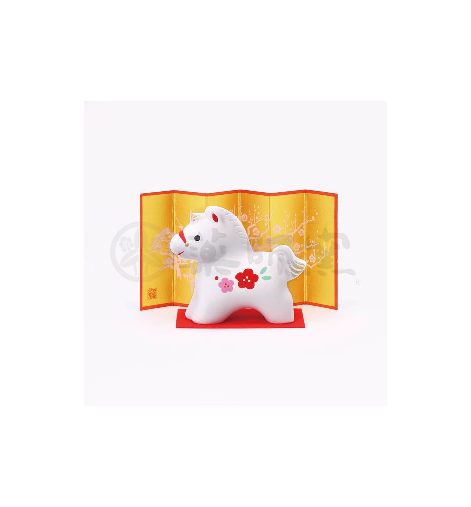 Figurine Zodiaque ChEVAL 2025 blanc PRUNiER en argile (L8*h7*p4cm)