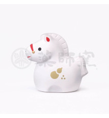 Boîte 24 Mini Figurine Zodiaque ChEVAL 2025 en argile BLANC et DORé (L4.5*h4*p3cm)