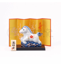 Figurine Zodiaque ChEVAL 2025 au galop PRUNIER en porcelaine (L7*h6*p3cm)