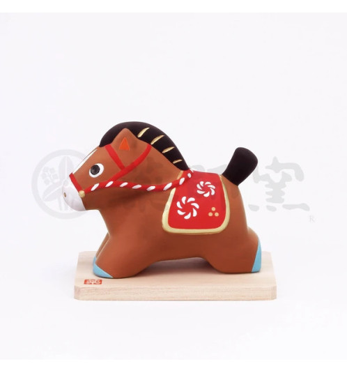 Figurine Zodiaque ChEVAL 2025 au GALOP en argile marron (L9*h6.5*p4.5cm)