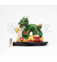 Zodiaque DRAGON 2024 vert avec DARUMA et BOURSE d'OR en argile (L18cm)