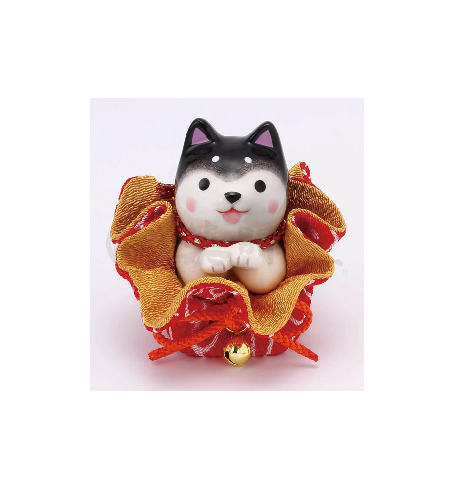 Figurine en porcelaine ShibA noir ACCUEUIL dans une pochette (h6.5cm)
