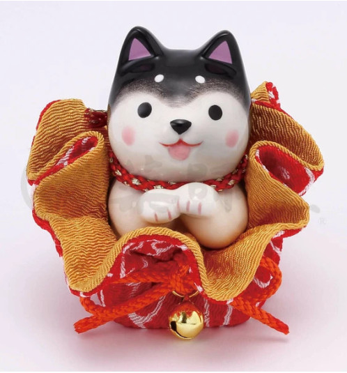 Figurine en porcelaine ShibA noir ACCUEUIL dans une pochette (h6.5cm)