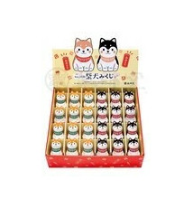 Boîte 24 figurines ShibA assis en porcelaine h4.5cm (12 noirs+12 roux)