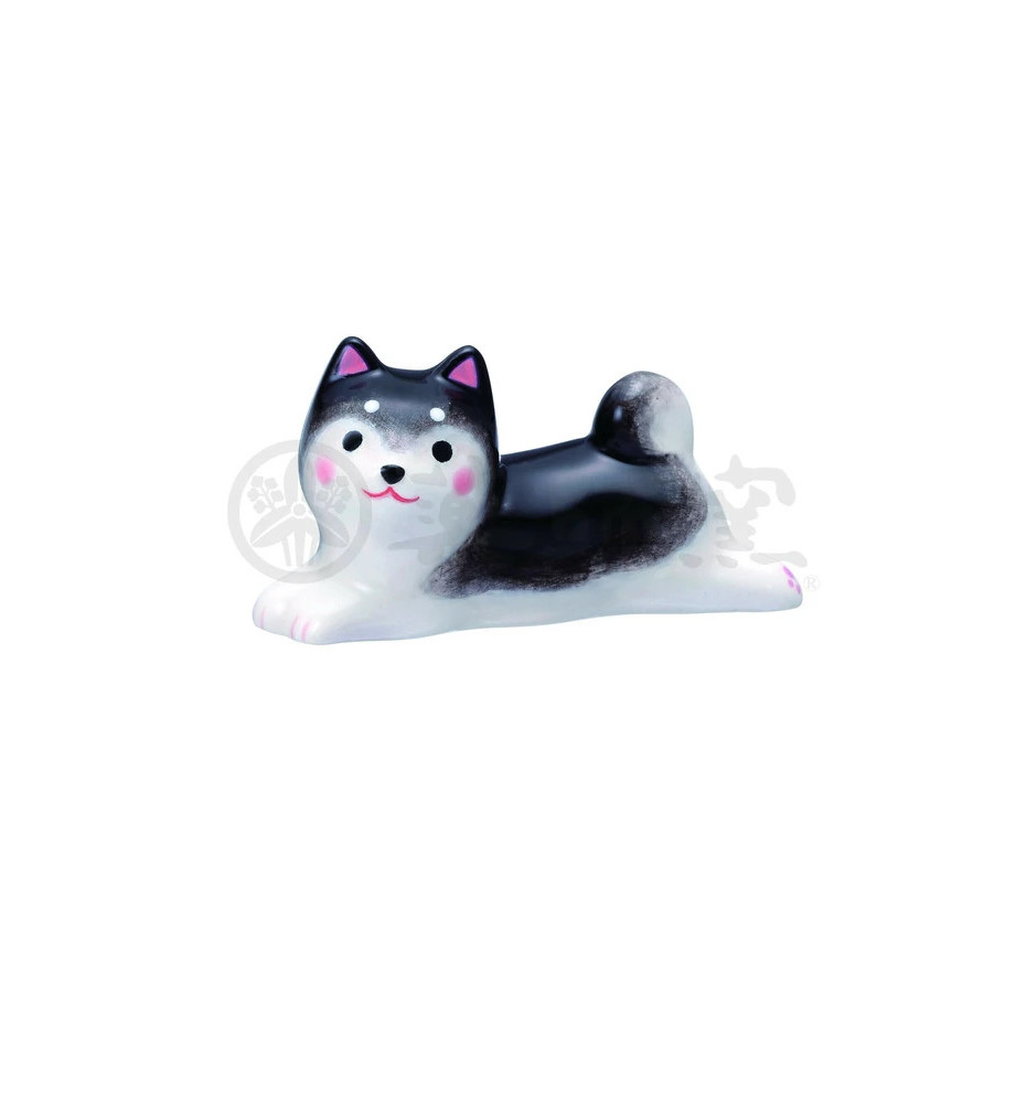 Porte-baguettes ShibA noir couché en porcelaine (L3.5cm)