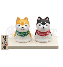 Figurines Couple ShibA roux et noir en porcelaine (h4.5cm)