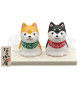 Figurines Couple ShibA roux et noir en porcelaine (h4.5cm)