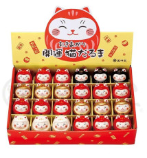 Boite de 24 Culbuto MANEKi NEKO DARUMA en porcelaine h4.5cm