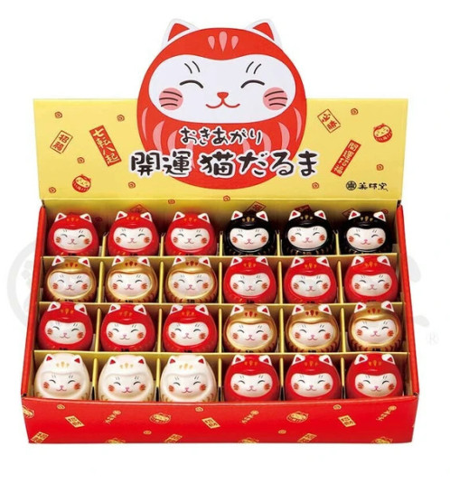 Boite de 24 Culbuto MANEKi NEKO DARUMA en porcelaine h4.5cm