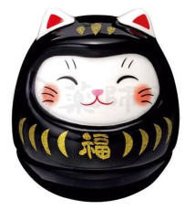 Culbuto MANEKi NEKO DARUMA noir en porcelaine h4.5cm