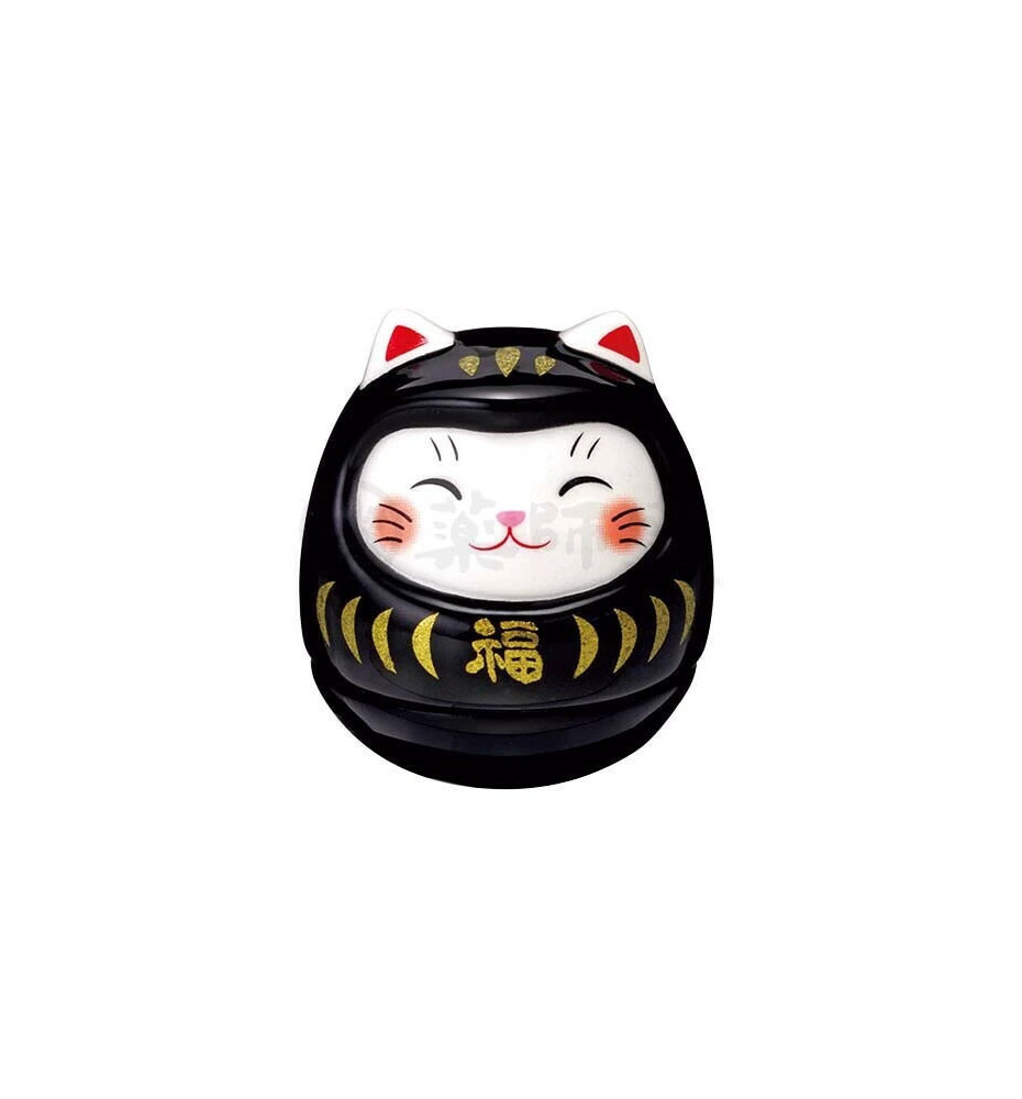 Culbuto MANEKi NEKO DARUMA noir en porcelaine h4.5cm