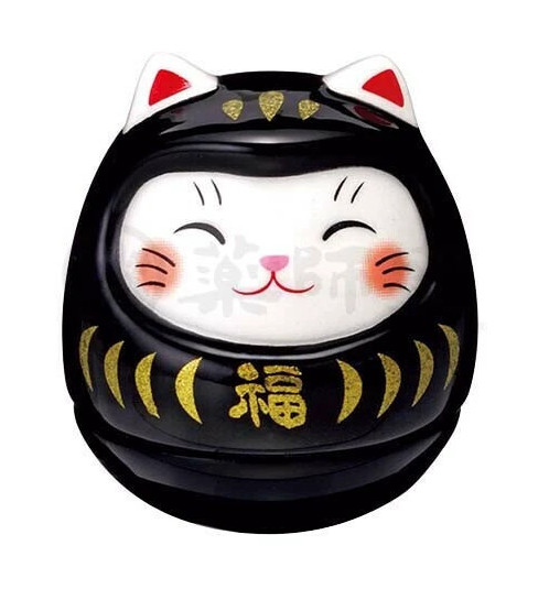 Culbuto MANEKi NEKO DARUMA noir en porcelaine h4.5cm