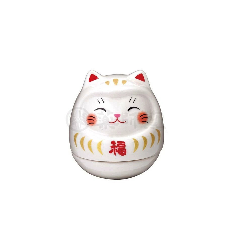 Culbuto MANEKi NEKO DARUMA blanc en porcelaine h4.5cm