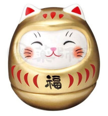 Culbuto MANEKi NEKO DARUMA doré en porcelaine h4.5cm