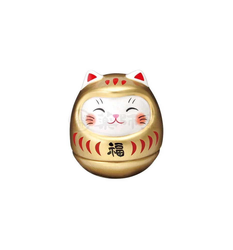 Culbuto MANEKi NEKO DARUMA doré en porcelaine h4.5cm