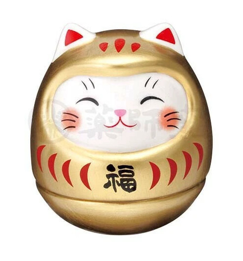 Culbuto MANEKi NEKO DARUMA doré en porcelaine h4.5cm