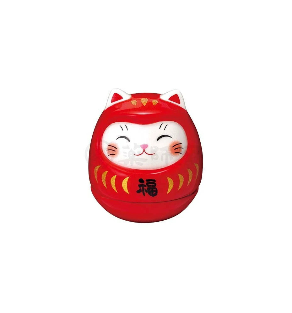 Culbuto MANEKi NEKO DARUMA rouge en porcelaine h4.5cm