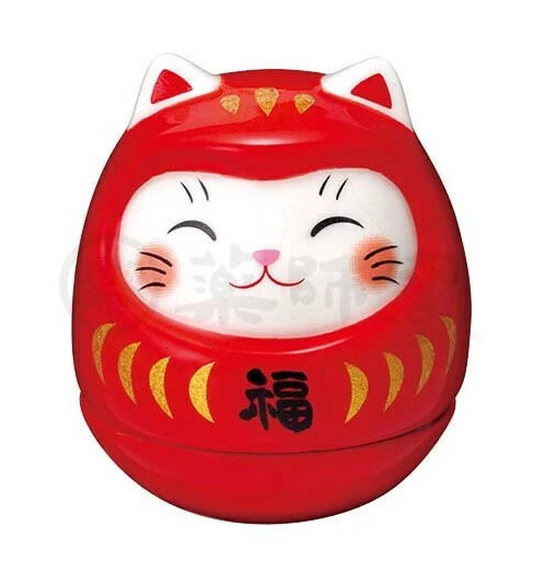Culbuto MANEKi NEKO DARUMA rouge en porcelaine h4.5cm