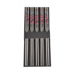 Baguettes coréennes en inox FLEURS de PRUNiER rouge