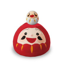 FukuDaruma blanc et rouge en argile (L8.5*h9cm)