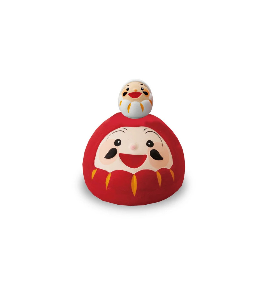 FukuDaruma blanc et rouge en argile (L8.5*h9cm)