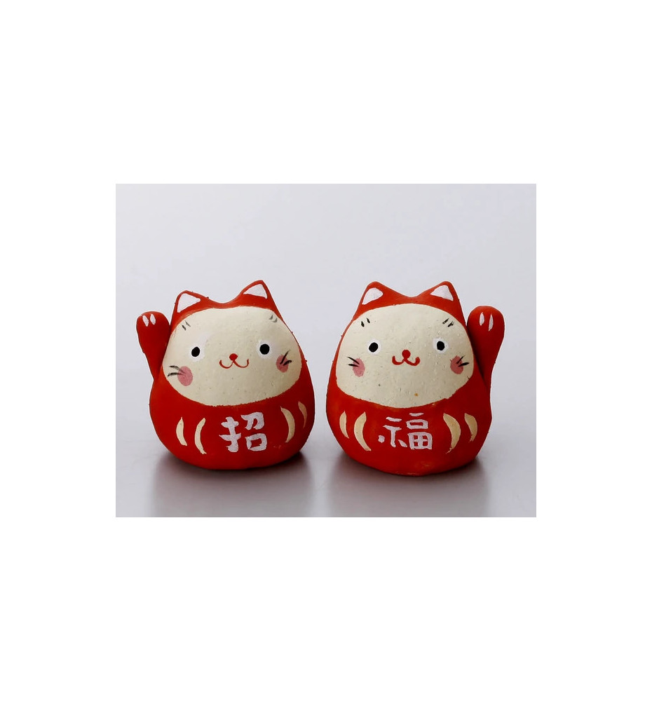 Couple DaruManeki RiChESSE et BONhEUR en céramique (4cm)
