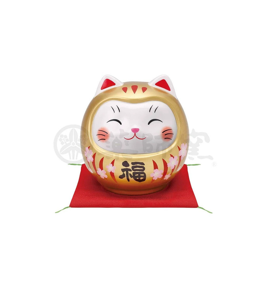 Tirelire Maneki neko DARUMANEKi sakura DORé en porcelaine (h14cm)