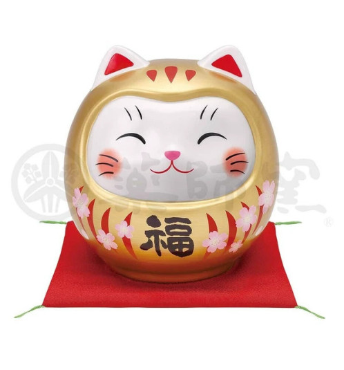 Tirelire Maneki neko DARUMANEKi sakura DORé en porcelaine (h14cm)