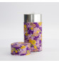 Boîte à thé japonaise (chazutsu) papier washi DAMiER ViOLET FLEURS et PAPiLLONS (200g)