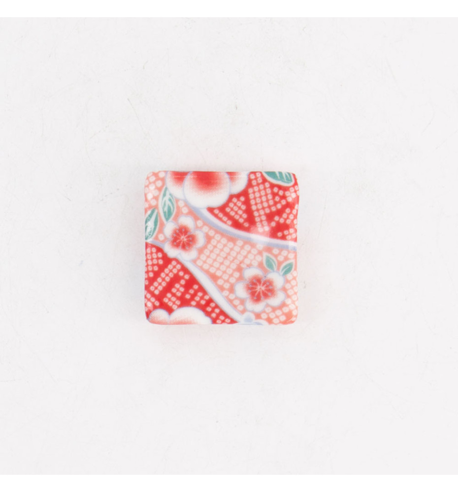 Porte-baguettes carrée en porcelaine SAKURA REd 3.4x1.2cm