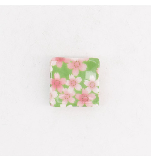 Porte-baguettes carrée en porcelaine SAKURA GREEN 3.4x1.2cm