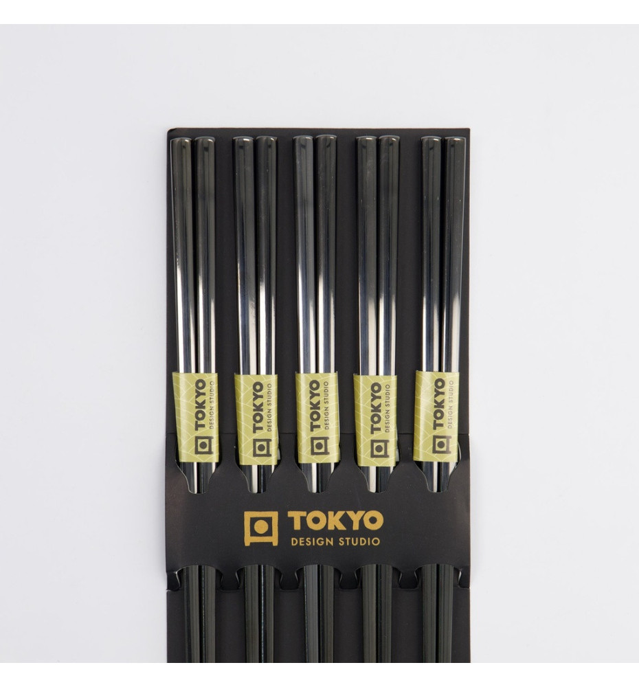 Baguettes coréennes plates en inox NOiRES 23cm