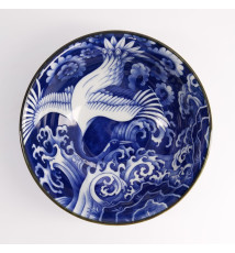 Bol à soupe ramen en porcelaine japonaise GRUE sur les VAGUES (d20cm)