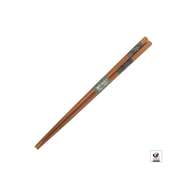 Baguettes japonaises en bambou AiZOME NOiR AKA-ASA 21cm