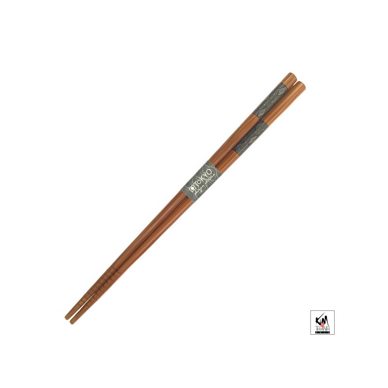 Baguettes japonaises en bambou AiZOME NOiR hiShiGATA 21cm