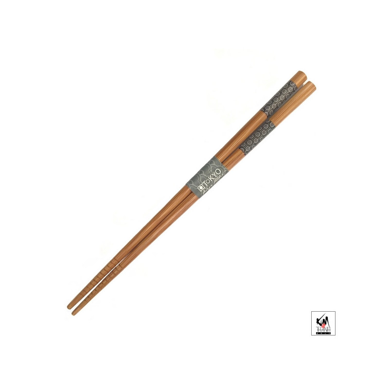 Baguettes japonaises en bambou AiZOME NOiR KiKKU 21cm