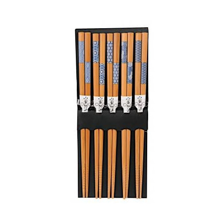 Boîte de 5 baguettes japonaises AiZOME BLEU 21cm