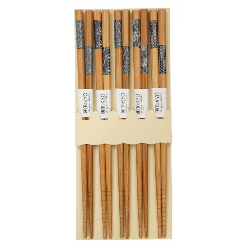 Boîte de 5 baguettes japonaises AiZOME NOIR 21cm