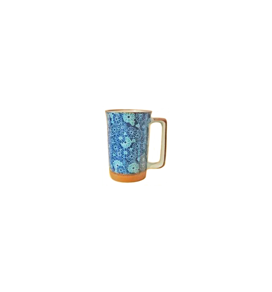 Mug en céramique japonaise 1000 FLEURS BLEU 35cl
